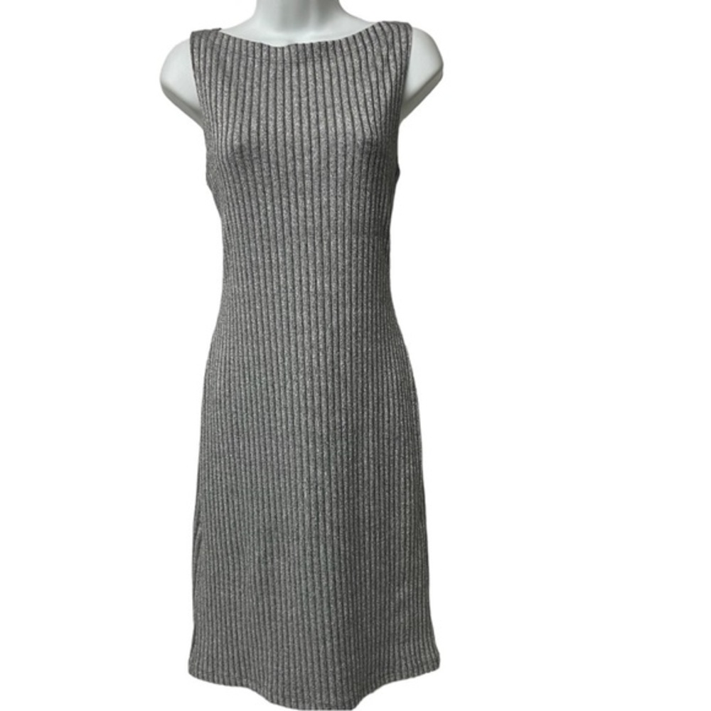 Charlotte Russe  sleeveless mock neck Dress Silver Gray L Fitted Stretch Sexy